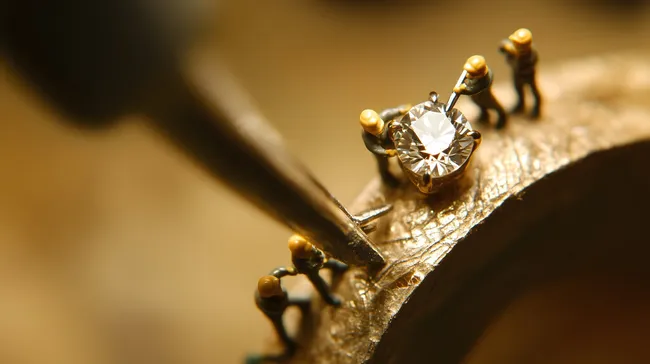 Facettierter Diamantring in Nahaufnahme