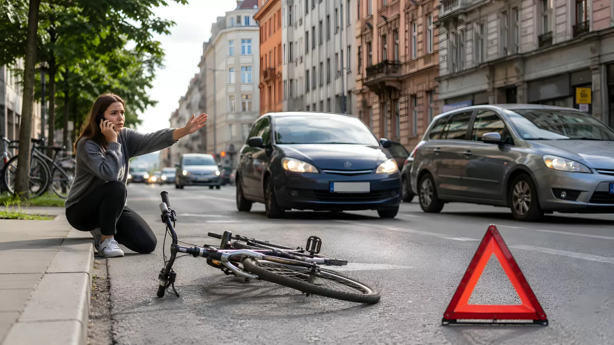 Fahrradunfall in der Stadt – Frau ruft Hilfe