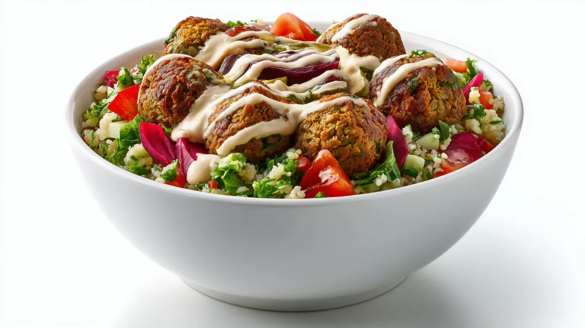 Falafel Bowl mit Hummus Tabbouleh
