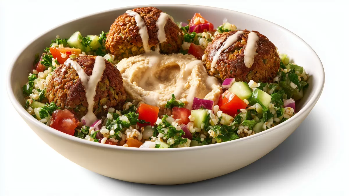 Falafel Bowl mit Hummus und frischem Tabulé