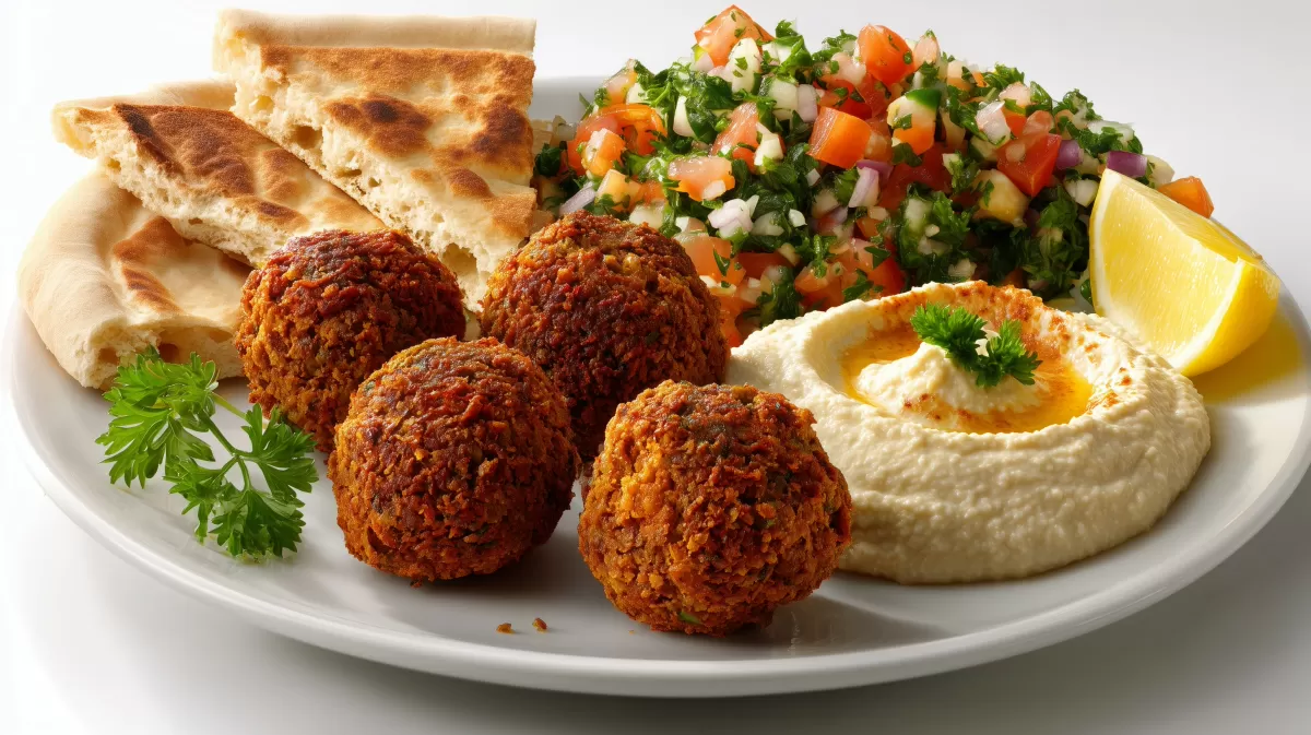 Falafel Teller mit Hummus und Pita zum Genießen