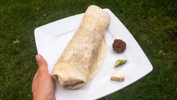 Falafel wrap with avocado and sheep's cheese