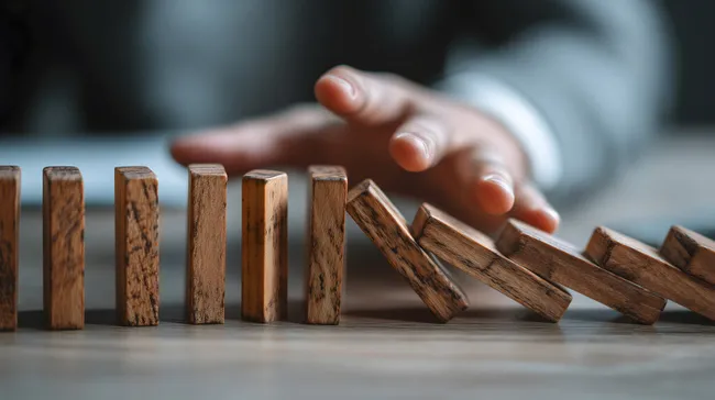 Fallende Holzblöcke - Konzept der Risikoreduktion