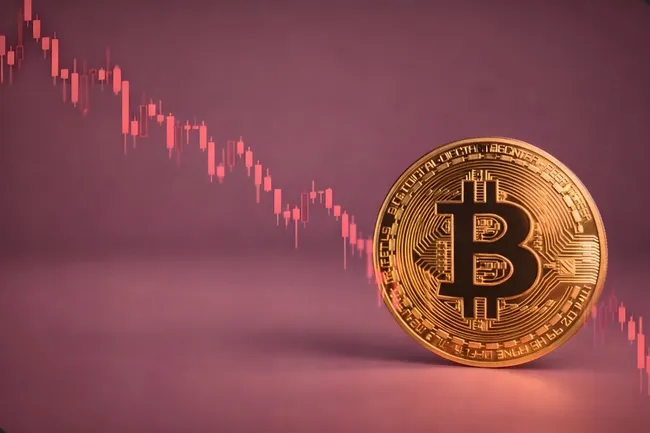 Fallender Bitcoin-Kurs in Grafik-Diagramm