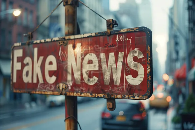 Falsches Nachrichten-Schild in der Stadt