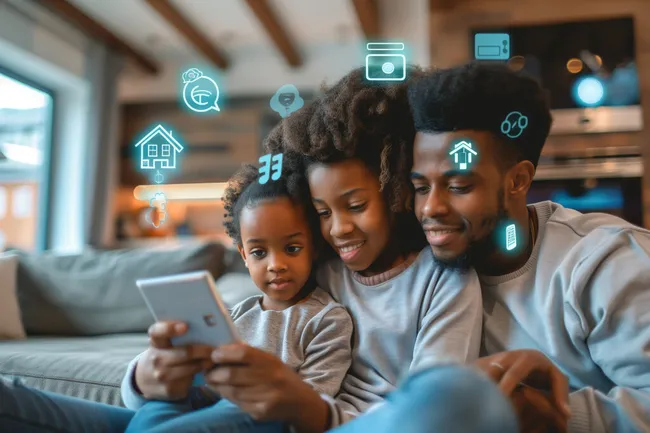 Familie genießt gemeinsame Zeit zu Hause