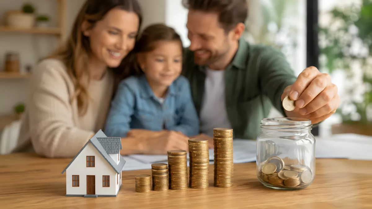 Familie spart gemeinsam für das eigene Zuhause