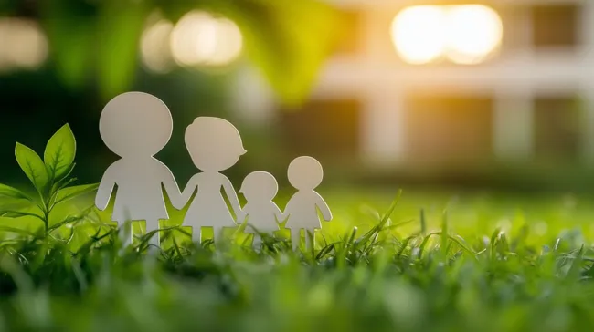 Familienillustration in grüner Natur