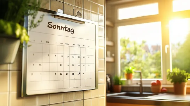 Familienkalender in gemütlicher Landhaus-Küche