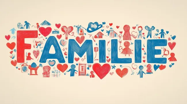 Familienliebe - Herzförmige Symbole und Figuren