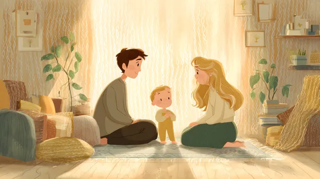 Familienportrait in heimeliger Wohnatmosphäre