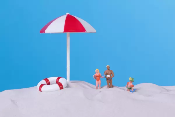 Family on the sandy beach