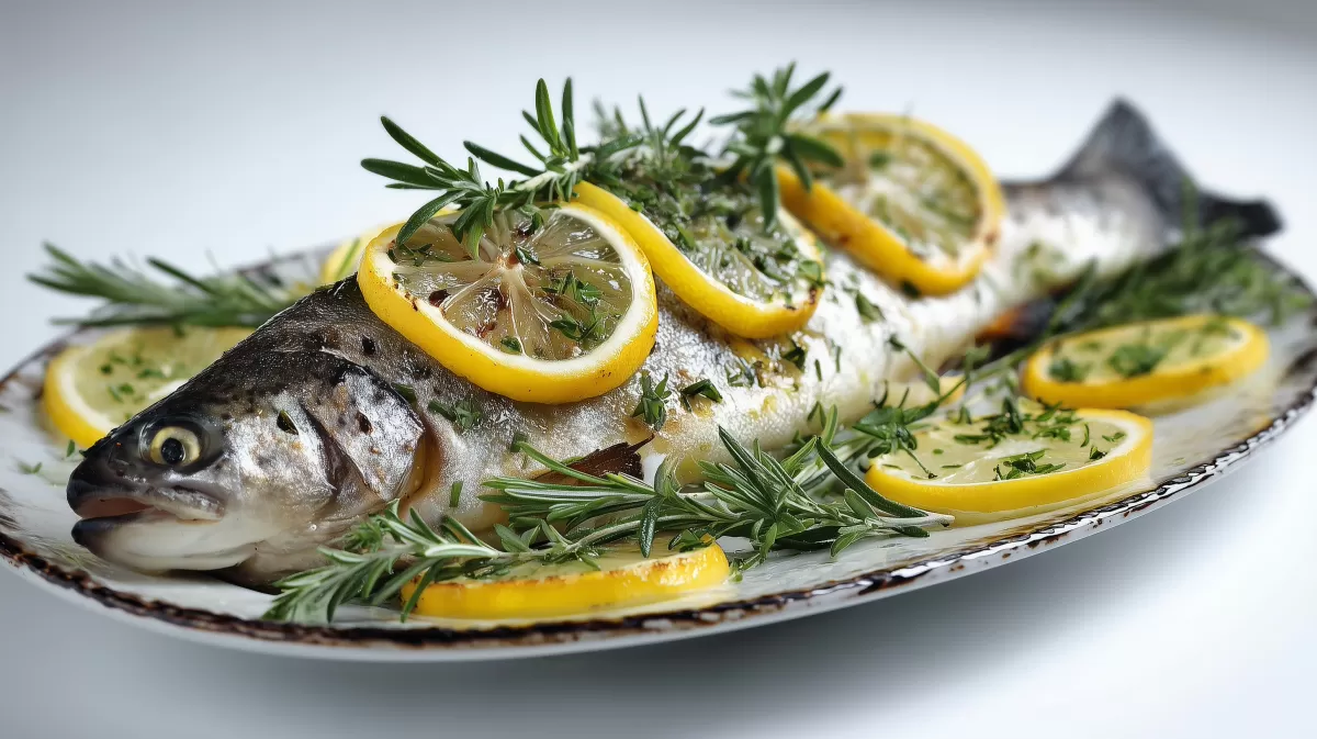 Fangfrische Forelle aus dem Backofen mit Zitrone