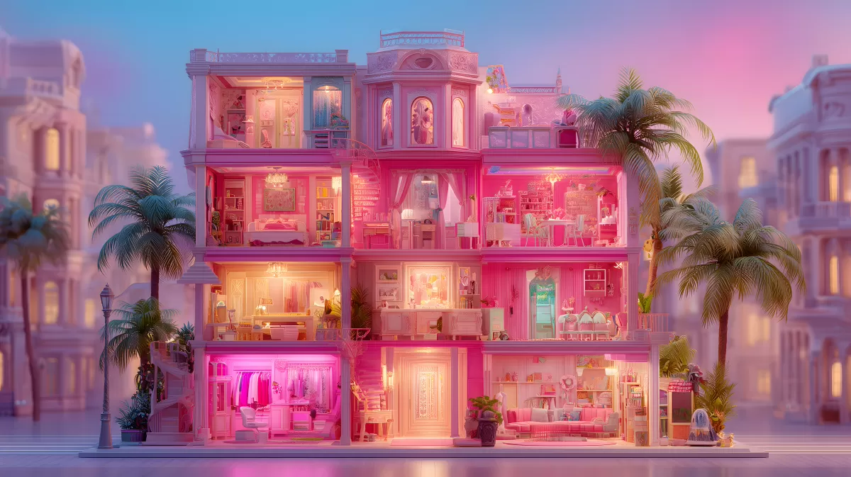 Fantasievoll gestaltetes Puppenhaus in bunter Farbwelt