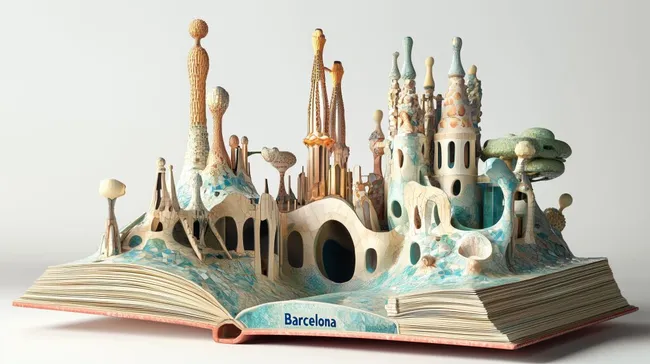 Fantasievolle Architekturillustration der Stadt Barcelona