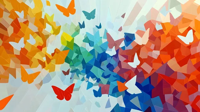 Fantasievolle Schmetterlings-Collage in leuchtenden Farben