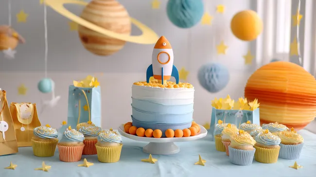 Fantasievoller Kindergeburtstag mit Weltraumkuchen und Rakete