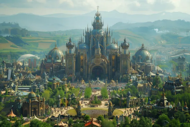 Fantastische mittelalterliche Schlossstadt