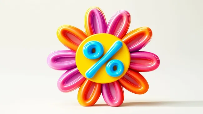 Farbenfrohe 3D-Blume mit Prozentzeichen