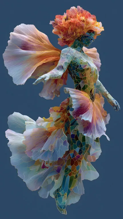 Farbenfrohe abstrakte Blümenmädchen-Illustration