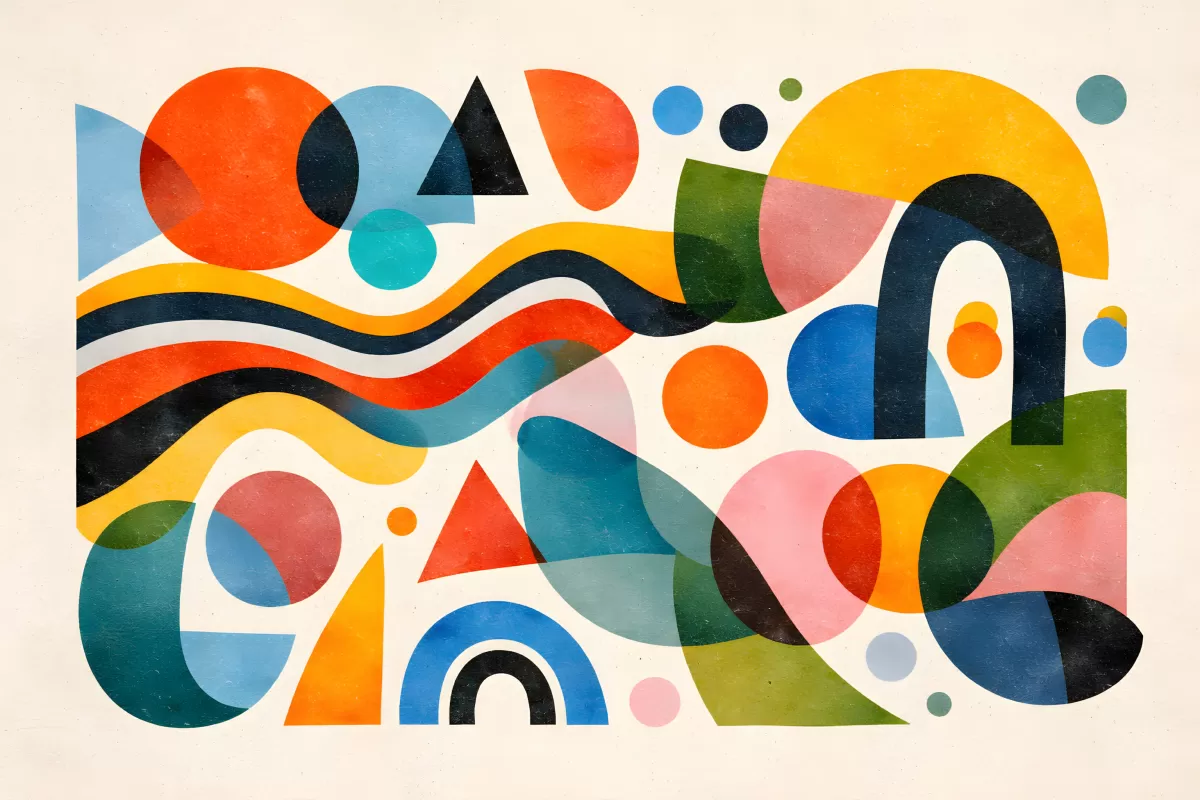 Farbenfrohe abstrakte Komposition mit geometrischen Formen