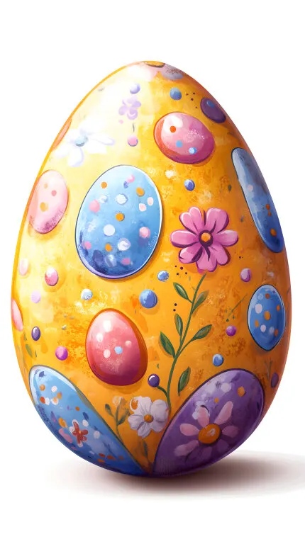 Farbenfrohe, bemalte Ostereier mit Blumenornamenten