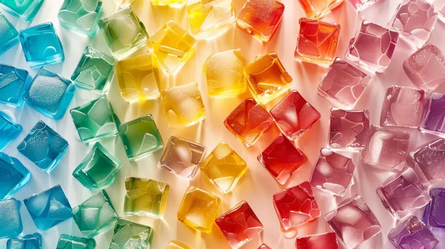 Farbenfrohe Eiswürfel als kreatives Getränkedekor