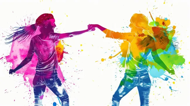 Farbenfrohe Freundschaft und Freude