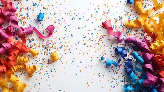 Farbenfrohe Girlanden und Konfetti für Feierlichkeiten