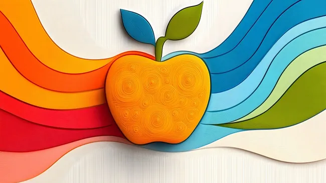 Farbenfrohe Illustration mit Apfelmotiv