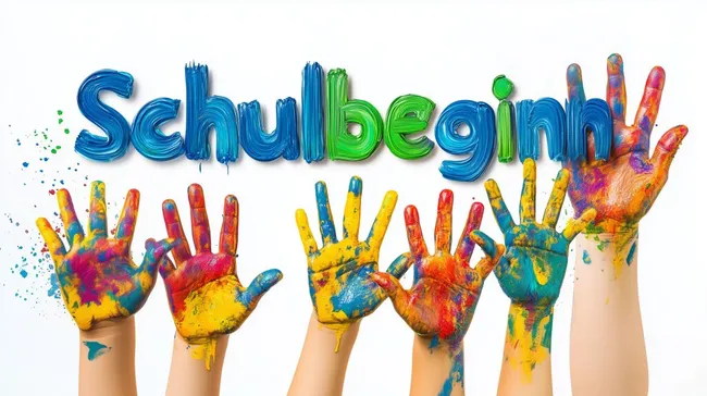 Farbenfrohe Kinderhände zum Schulbeginn