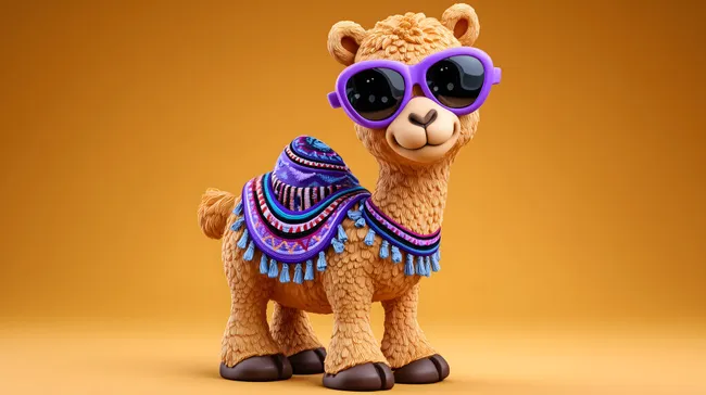 Farbenfrohe Lama-Figur mit Sonnenbrille