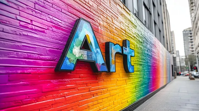 Farbenfrohe Mauer-Kunst mit Graffiti-Schriftzug