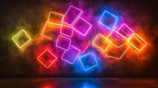 Farbenfrohe Neonlichter in geometrischen Formen