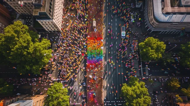 Farbenfrohe Pride-Parade in der Großstadt