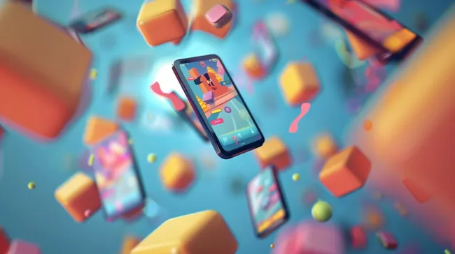 Farbenfrohe Smartphone-Unterhaltung für Grafik-Design