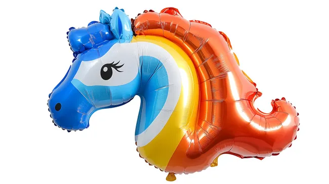 Farbenfroher Ballon im Pferdekopf-Design