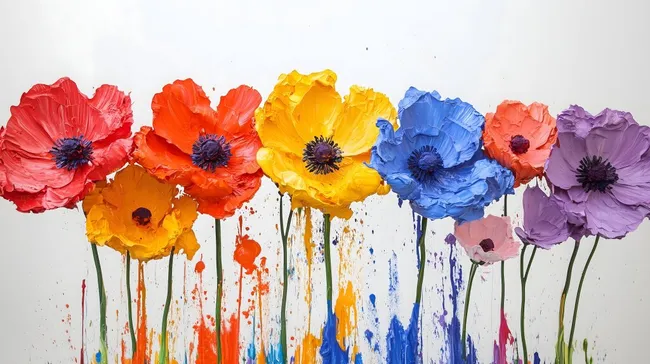 Farbenfroher Blumenstrauß aus Pinselstrichen