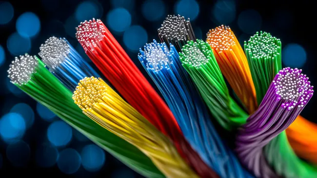 Farbenfroher Glasfaserverbund in Nahaufnahme