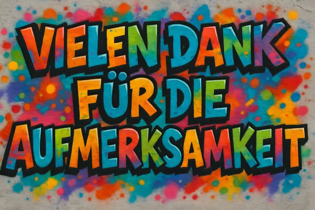 Farbenfroher Graffiti-Schriftzug mit Dankbotschaft