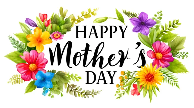 Farbenfroher Muttertags-Gruß mit Blumen