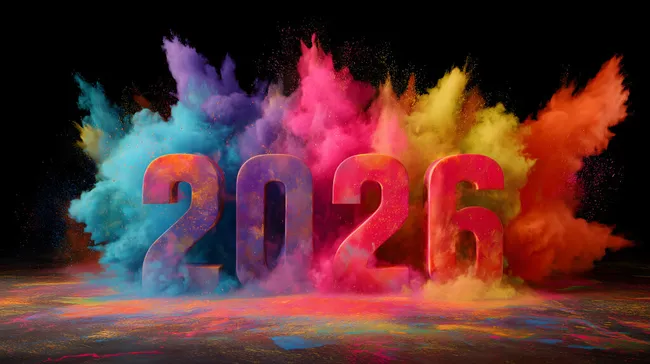 Farbenfroher Neujahrs-Countdown 2026