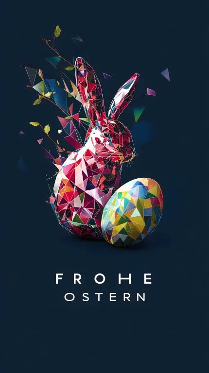 Farbenfroher Osterhasen-Silhouette vor Eiern