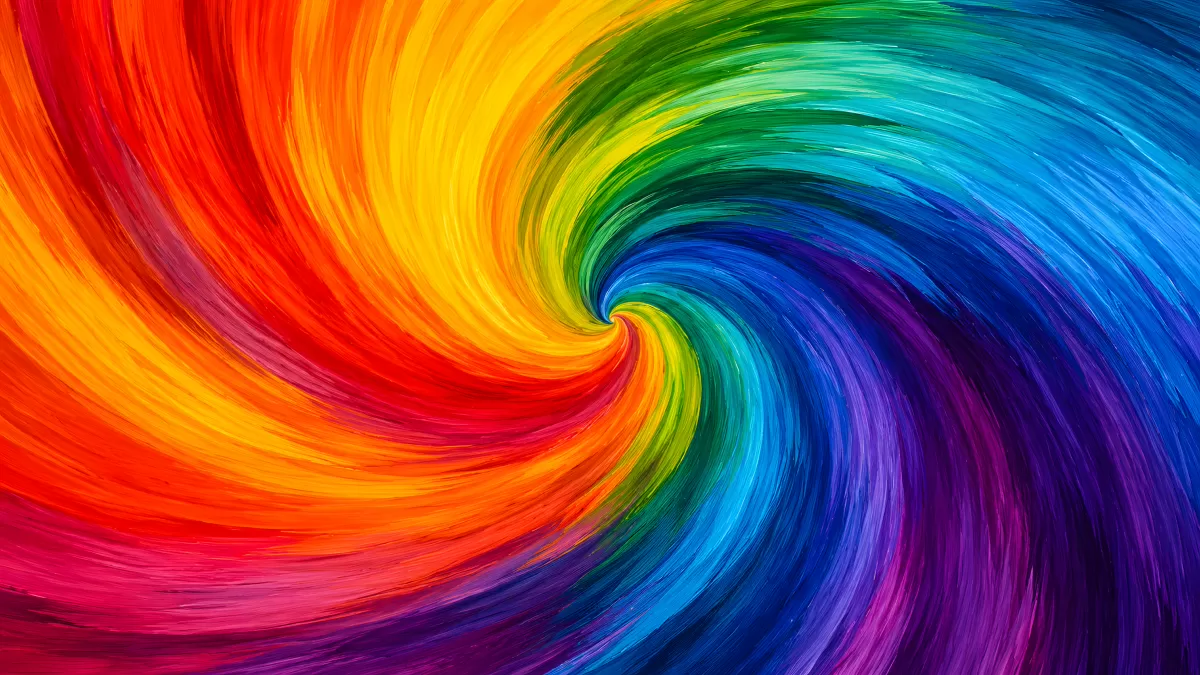 Farbenfroher Regenbogen-Wirbel als abstrakte Malerei