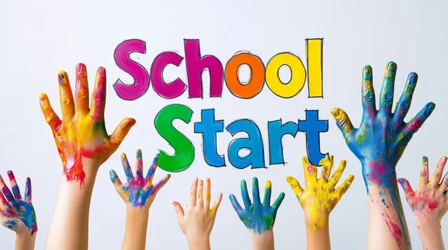Farbenfroher Schulstart mit kreativen Kinderhänden