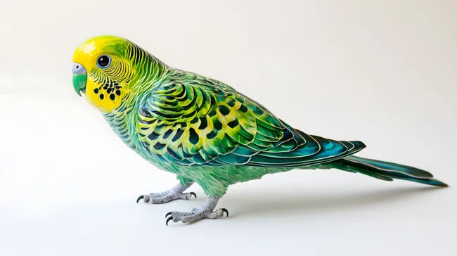 Farbenfroher Wellensittich in Grün und Gelb