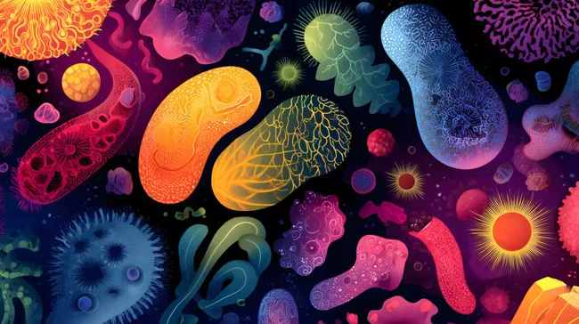 Farbenfrohes abstraktes Mikroskop-Motiv