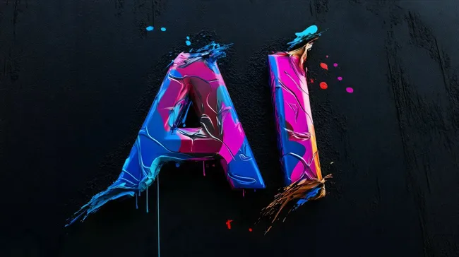 Farbenfrohes AI-Grafikdesign in Blau und Pink