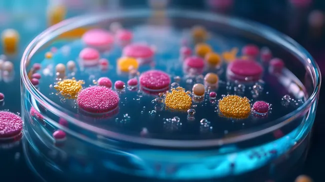 Farbenfrohes Bakterienkolonien-Mikroskopbild