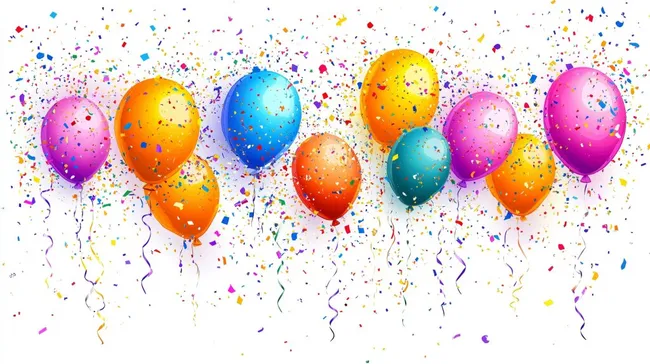 Farbenfrohes Ballonfestival mit Konfetti